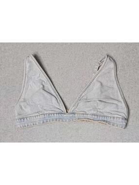 Wild Fable Denim Bralette Crop Top Vest Womens Size Large Light Blue Denim Jean